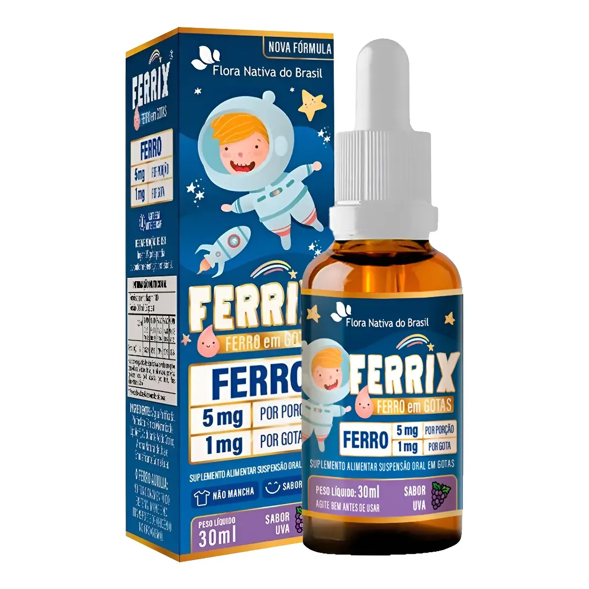 Suplemento Infantil Ferrix Ferro 5mg 30ml - Sabor Uva