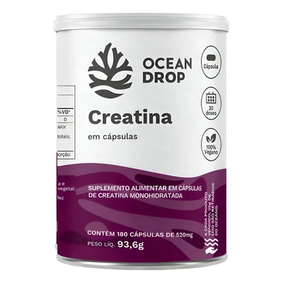 Creatina Monohidratada 100% Pura Ocean Drop 180 Cápsulas