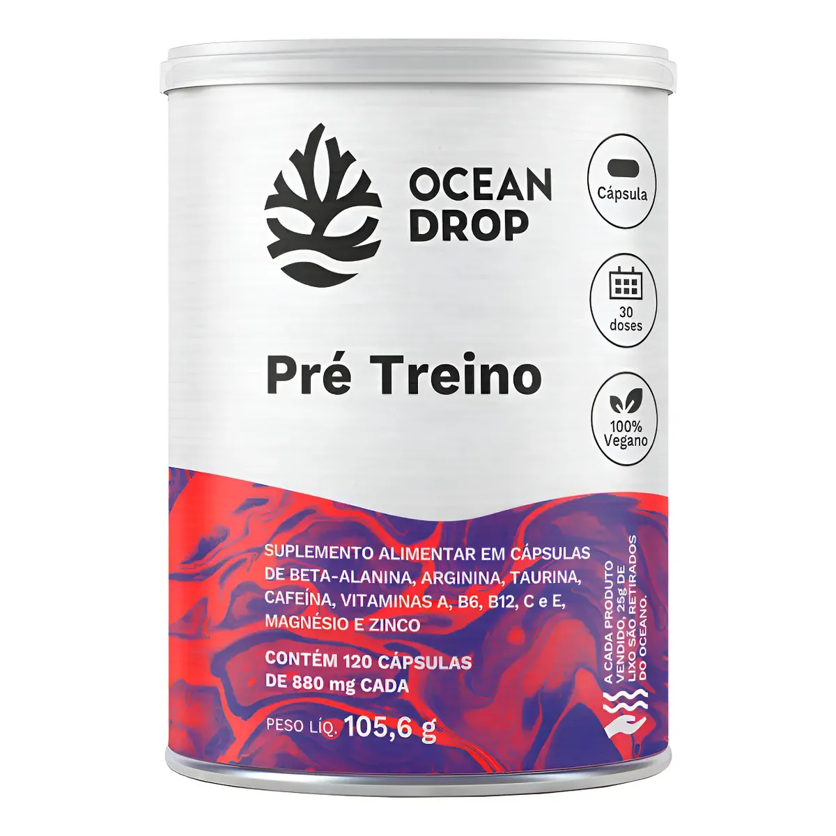 Pré Treino Cápsulas Ocean Drop Cafeína Taurina Beta Alanina