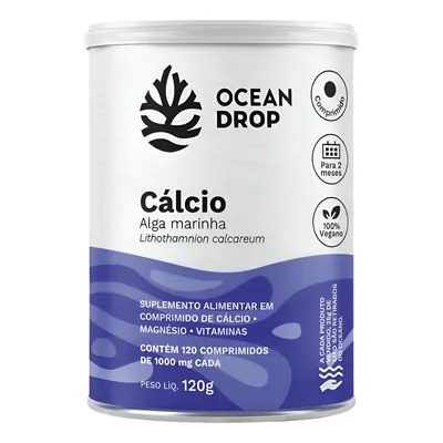 Cálcio De Algas Vegetal Ocean Drop Vegano Sem Lactose D3 K2