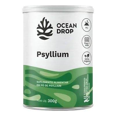 Psyllium Em Pó Ocean Drop Fibras Solúveis Natural 100% Vegan