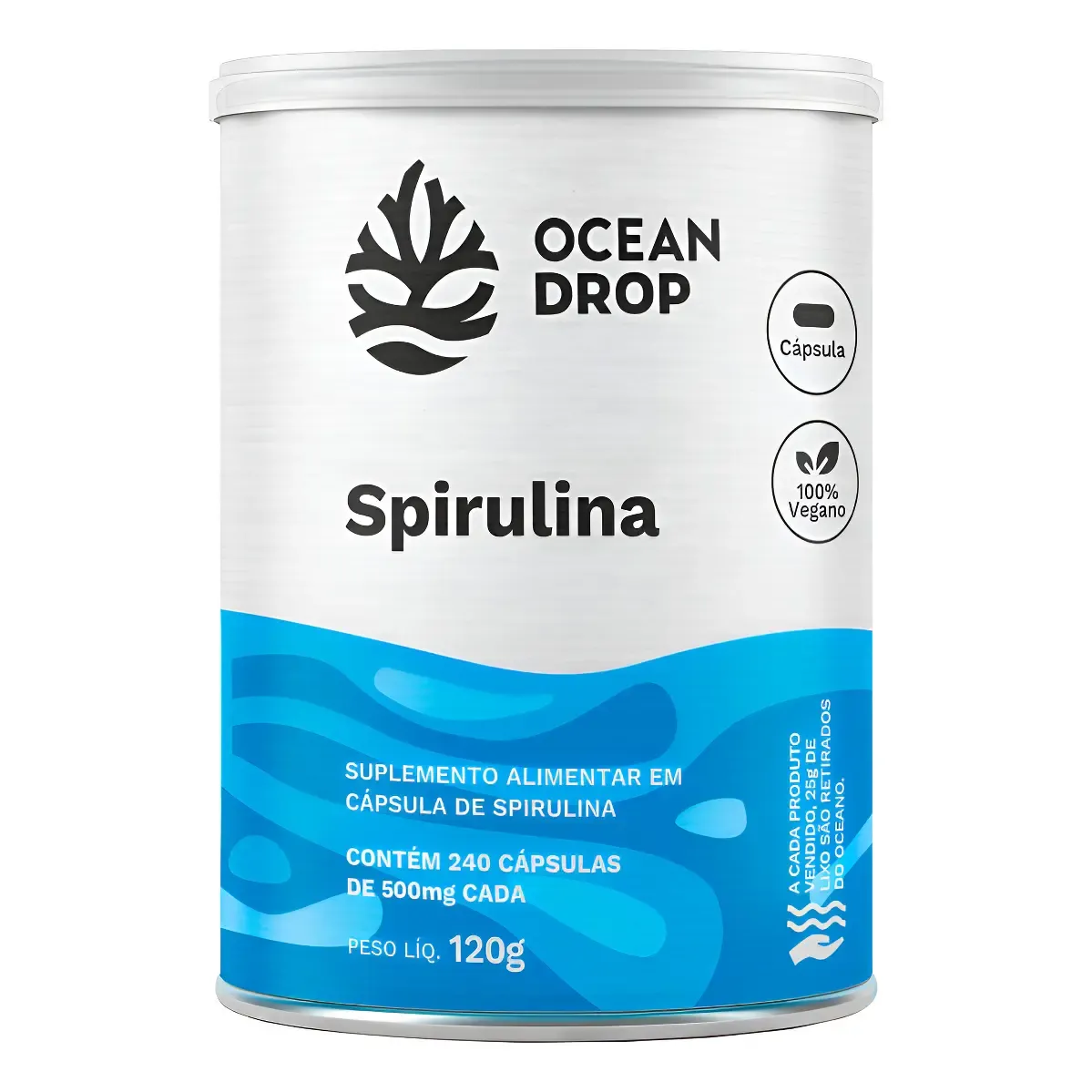 Spirulina Ocean Drop Suplemento Alga Azul 100% Natural Caps