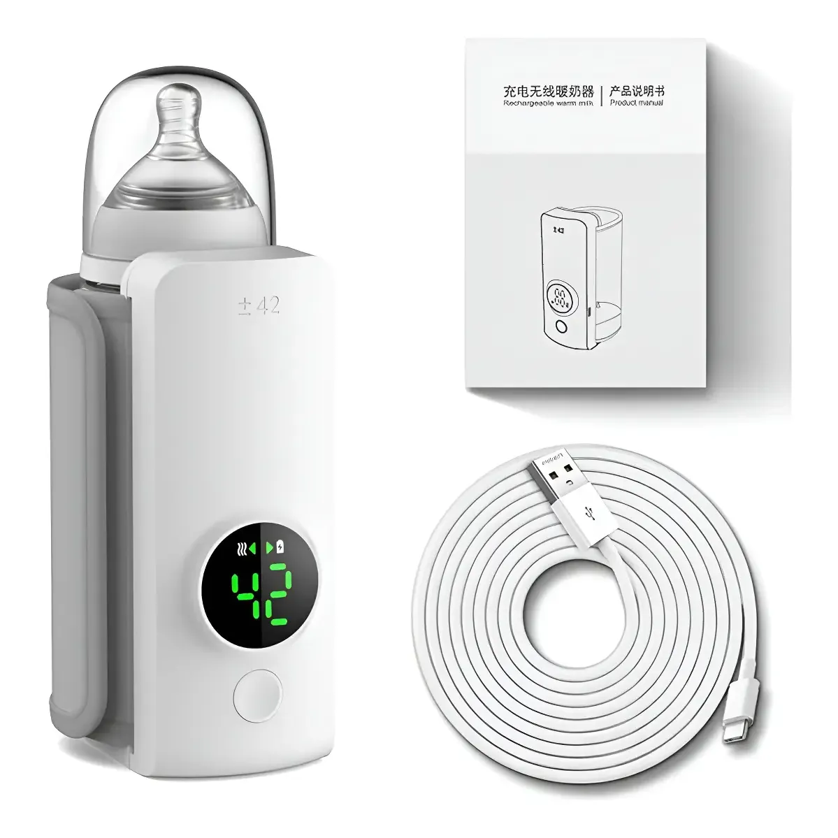 Aquecedor De Mamadeira Portátil Usb Sem Fio Recarregável
