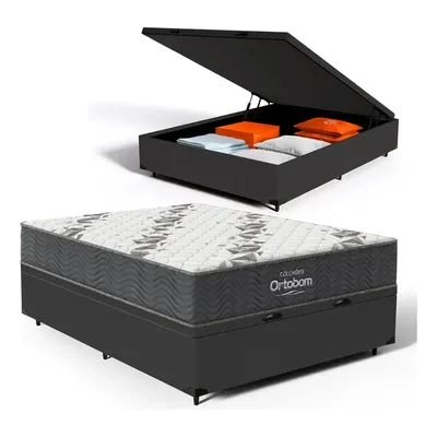 Cama Box Baú E Colchão Espuma D33 Ortobom Airtech 100 Casal