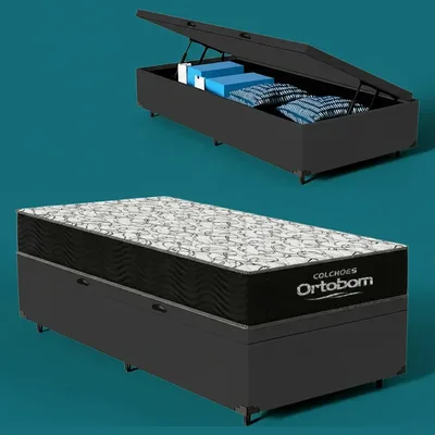 Cama Box Baú + Colchão Espuma D45 Ortobom Airtech 150 88cm