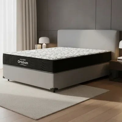 Cama Box Com Colchão De Espuma D45 Ortobom Airtech 150 Casal