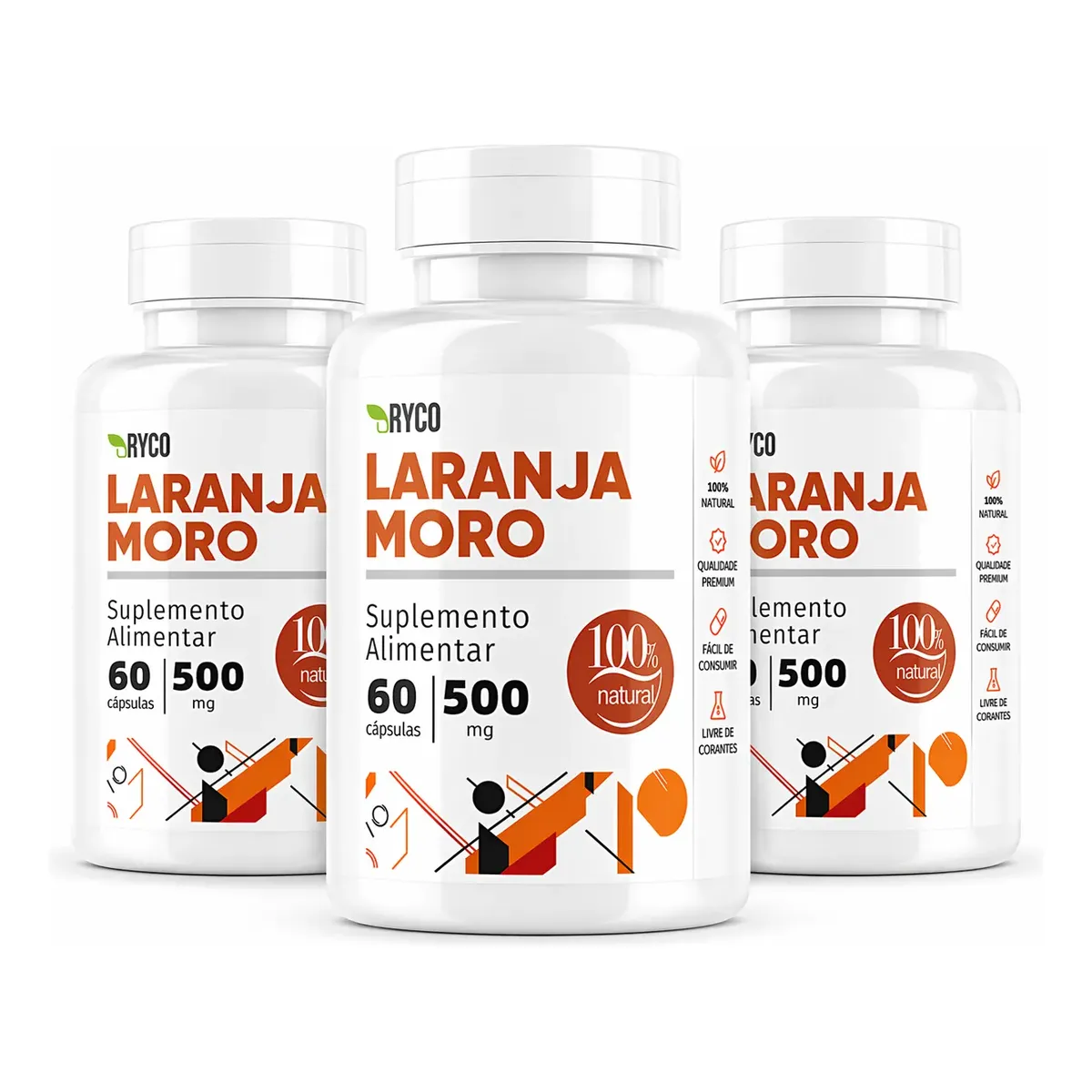 3x Laranja Moro 500mg 180 Cápsulas Ryco