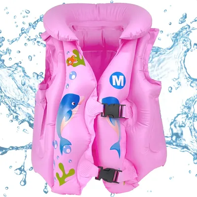 Colete Boia Salva Vidas Inflável Criança Piscina Verão Rosa