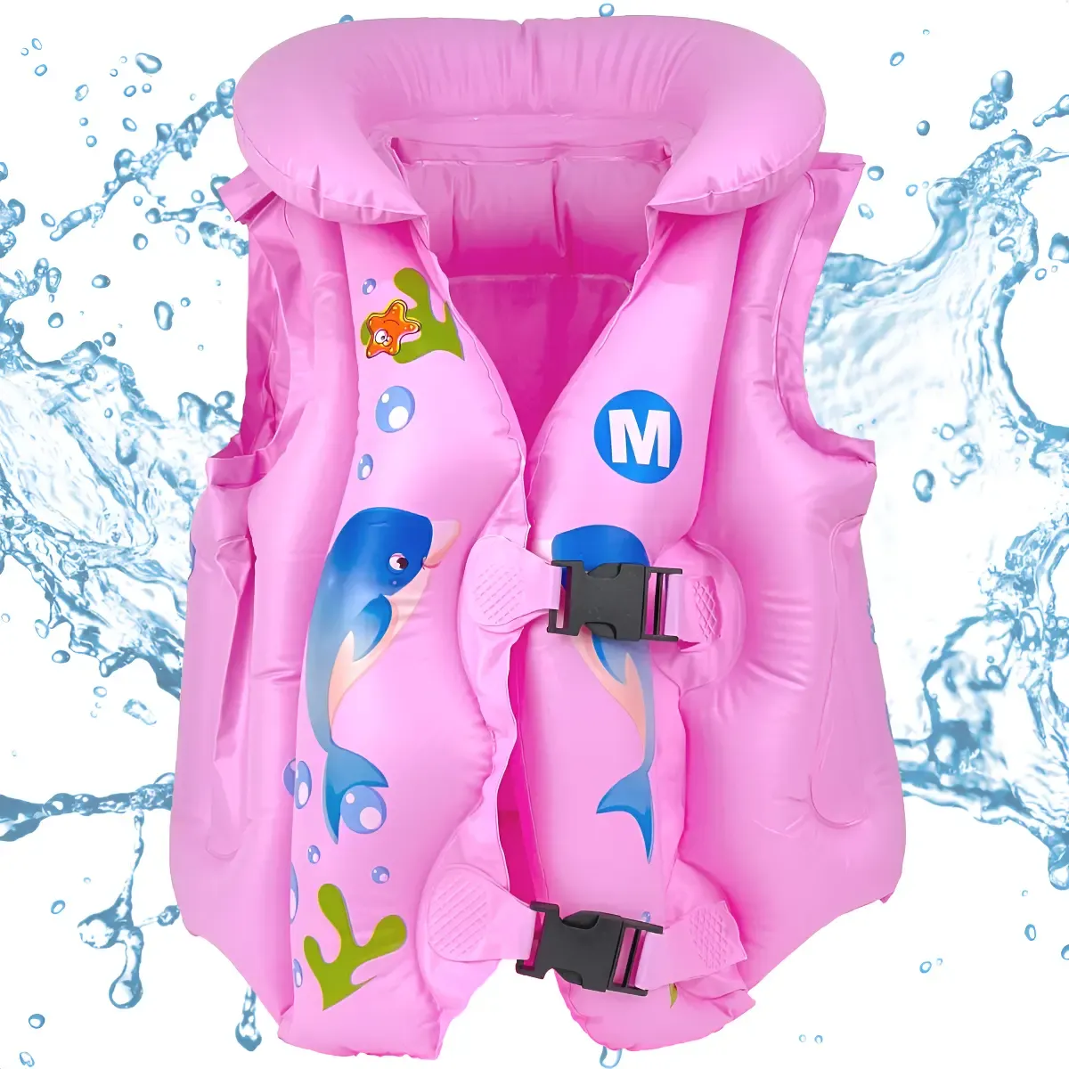 Colete Boia Salva Vidas Inflável Criança Piscina Verão Rosa