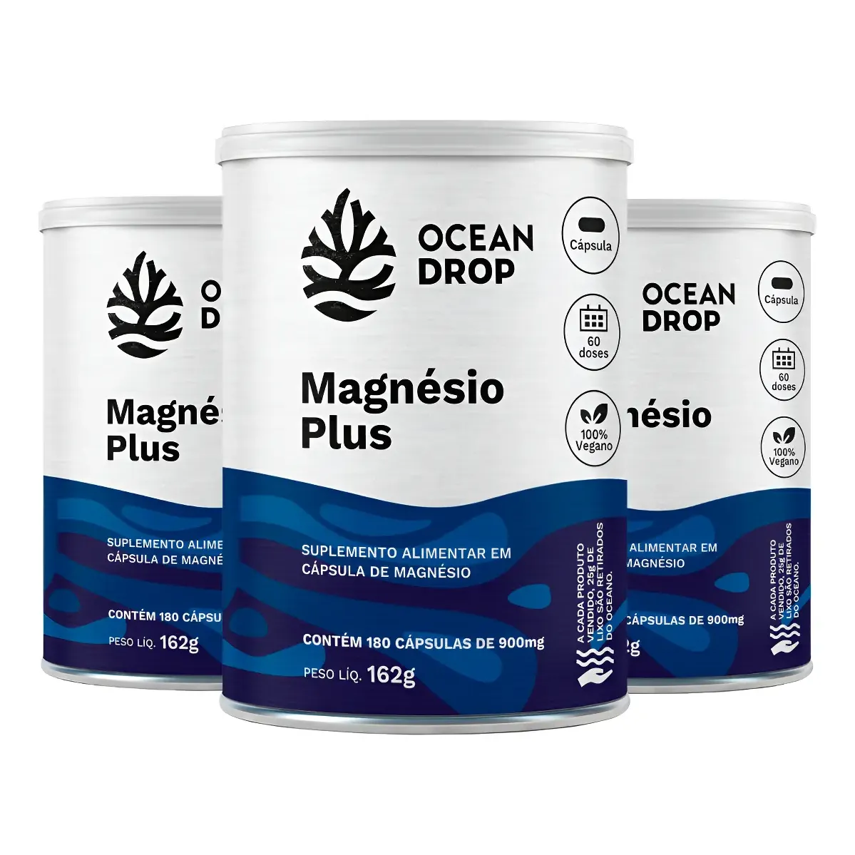 3x Magnésio Plus Ocean Drop Dimagnésio Malato Taurato