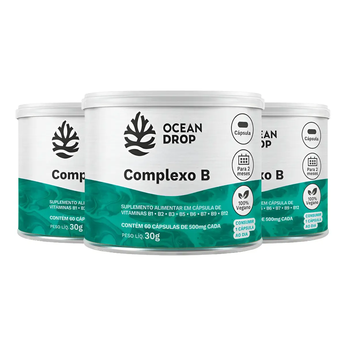 Kit 3x Complexo B Ocean Drop Vitamina B Amido Vegano Vegetal