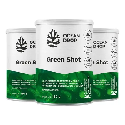 Kit 3x Green Shot Ocean Drop Detox Suco Verde Coq10 Vitamina