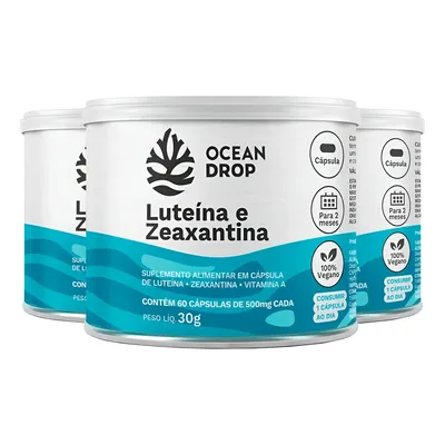Kit 3x Luteína Zeaxantina + Vitamina A Ocean Drop Vegano