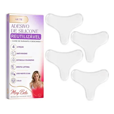 4 Adesivos Anti Rugas Silicone Peito Colo Seios Reutilizável