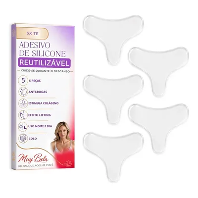 5 Adesivos Anti Rugas Silicone Peito Rejuvenesça Dormindo