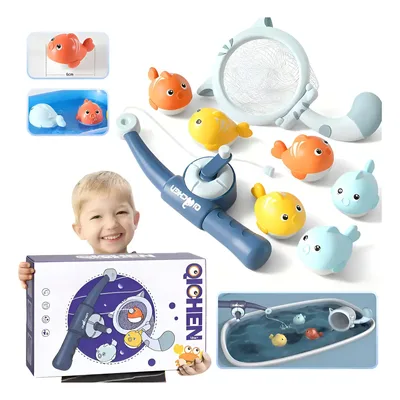 Brinquedo Magnética Infantil Pescaria 6 Peixes + 1 Varinhas