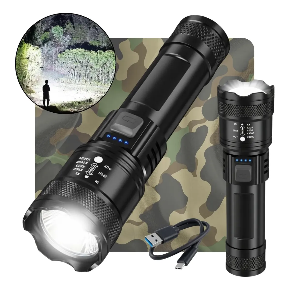 Lanterna Tatica Militar Led Cree Ultra Potente 1km Zoom
