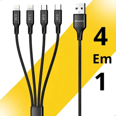 Carregador Cabo 4 Em 1 Ios Android Trançado Universal Cl-129