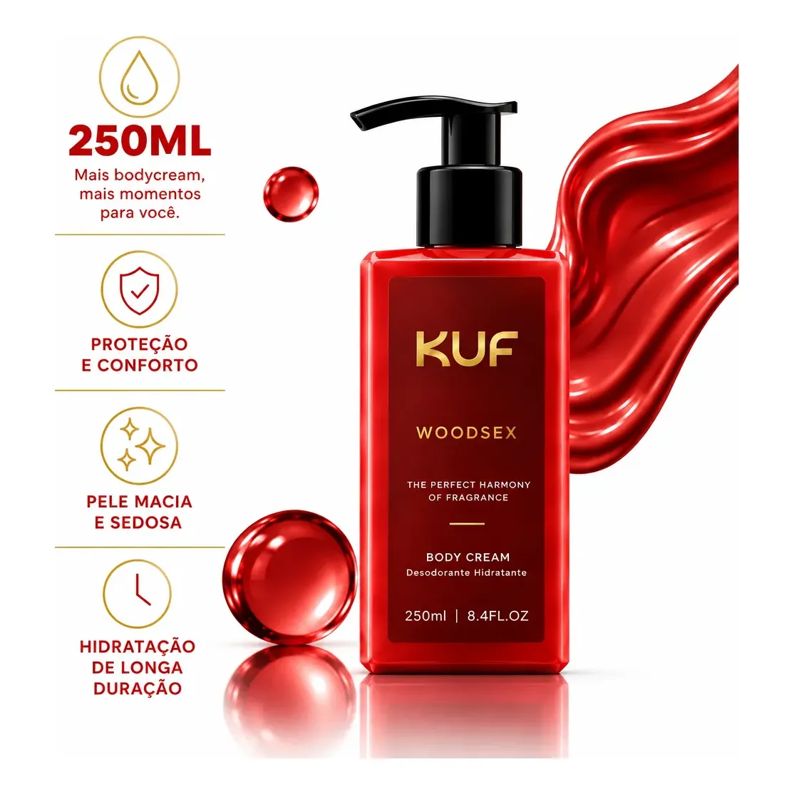 Creme Hidratante Kuf Woodsex 250ml Body Cream Importado