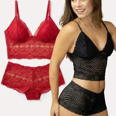 Conjunto Lingerie Sexy Calcinha Renda Langerie Femininas