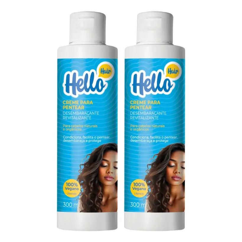 Kit 2 Creme De Pentear Desembraçante Hello Hair 300ml
