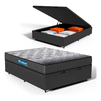 Cama Box Baú + Colchão Espuma D60 Comfort Force Probel Casal