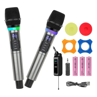 Kit 2 Microfone Profissionalsem Fio Rgb Uhf Volume Ajustável