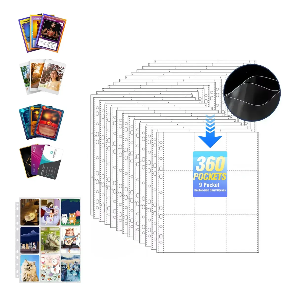 Kit 20 Plástica Pasta Fichário Álbum Para Pokemon 9 Bolsos