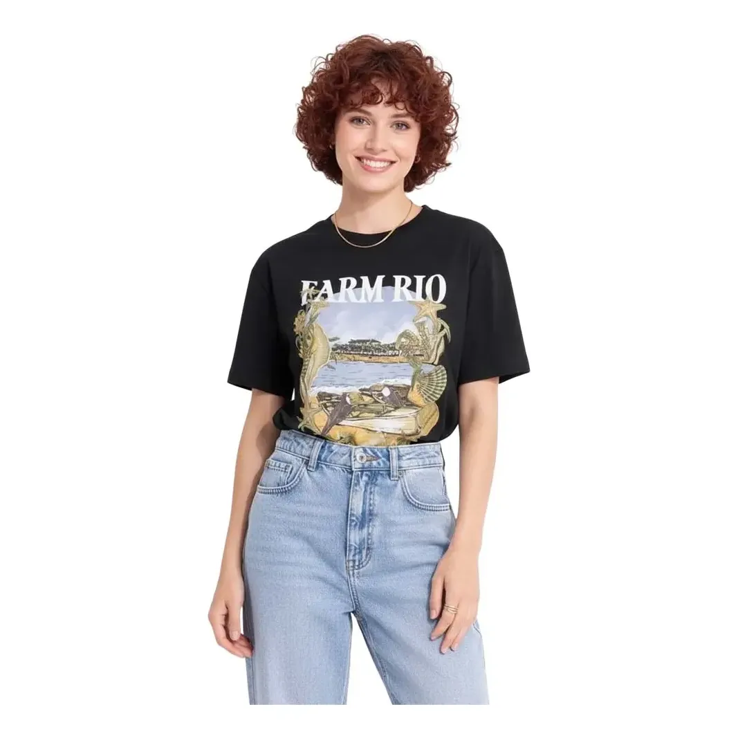 Blusa Farm Rio Estampa Moldura Conchas Estampado Pp
