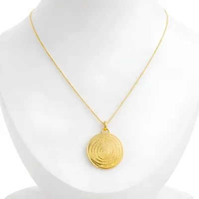 Colar Feminino E Pingente Pequeno Medalha Pai Nosso Folheado