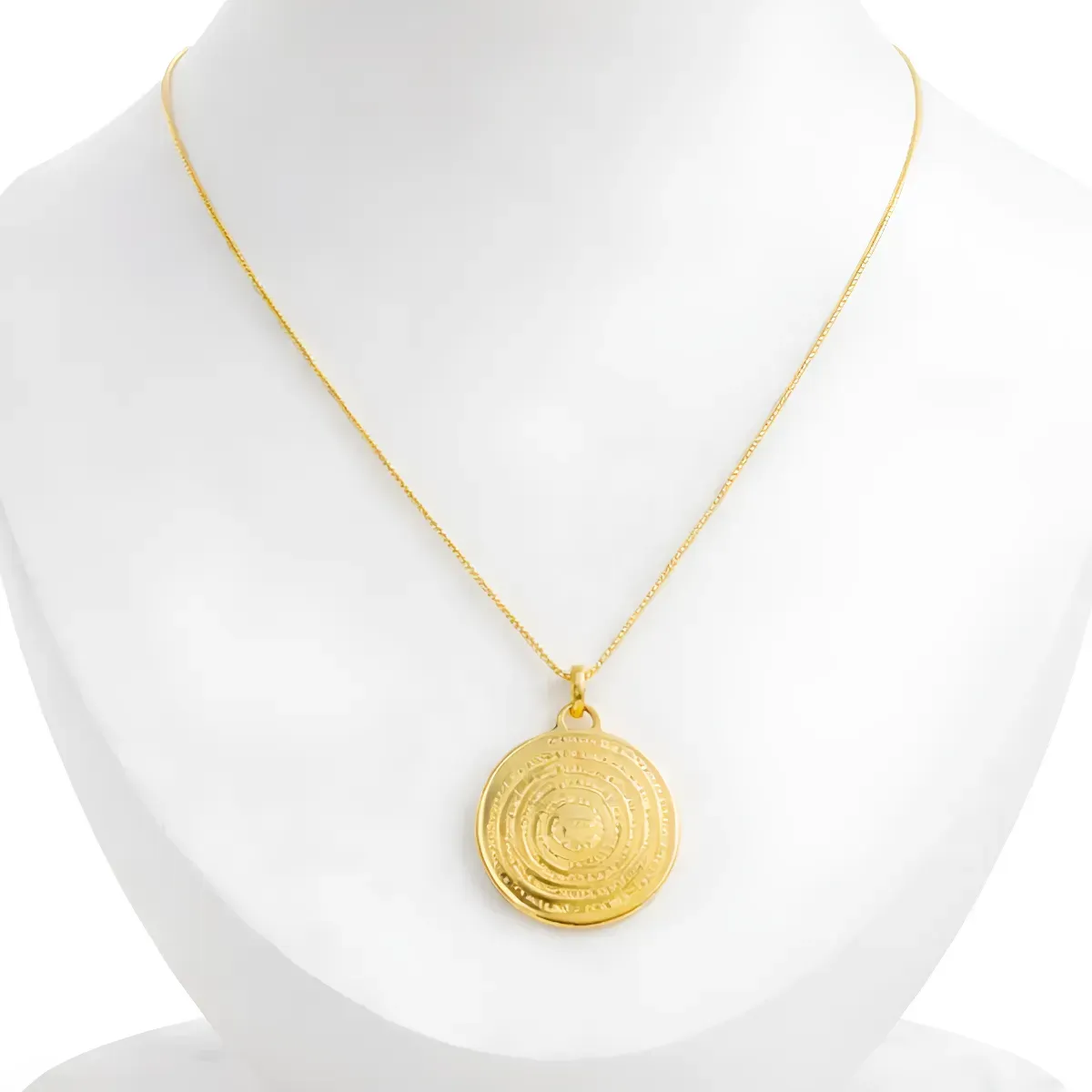 Colar Feminino E Pingente Pequeno Medalha Pai Nosso Folheado