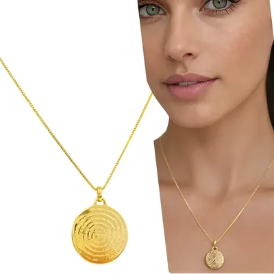 Colar Feminino E Pingente Pequeno Oração Pai Nosso Folheado