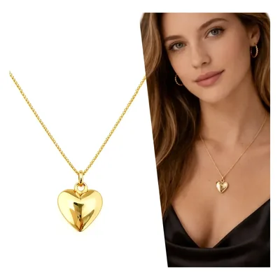 Colar Feminino E Pingente Coração Liso Folheado A Ouro 18k