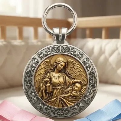 Medalhão De Berço Anjo Da Guarda Batizado Lembrancinha Bebe