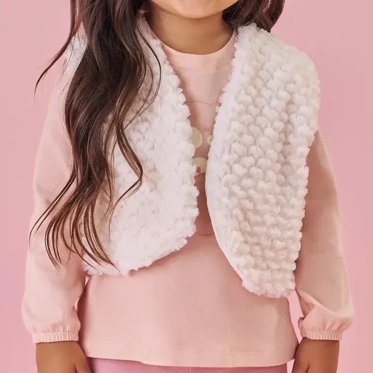 Trio Infantil Bata Cotton, Colete Pelos Legging Cotton Kukiê