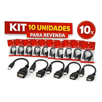 Kit 10x Cabo Usb Otg X V8 Pendrive Celular Tablet Universal