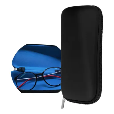 Estojo Capinha Case Porta Óculos Protetor Zíper Preto/azul