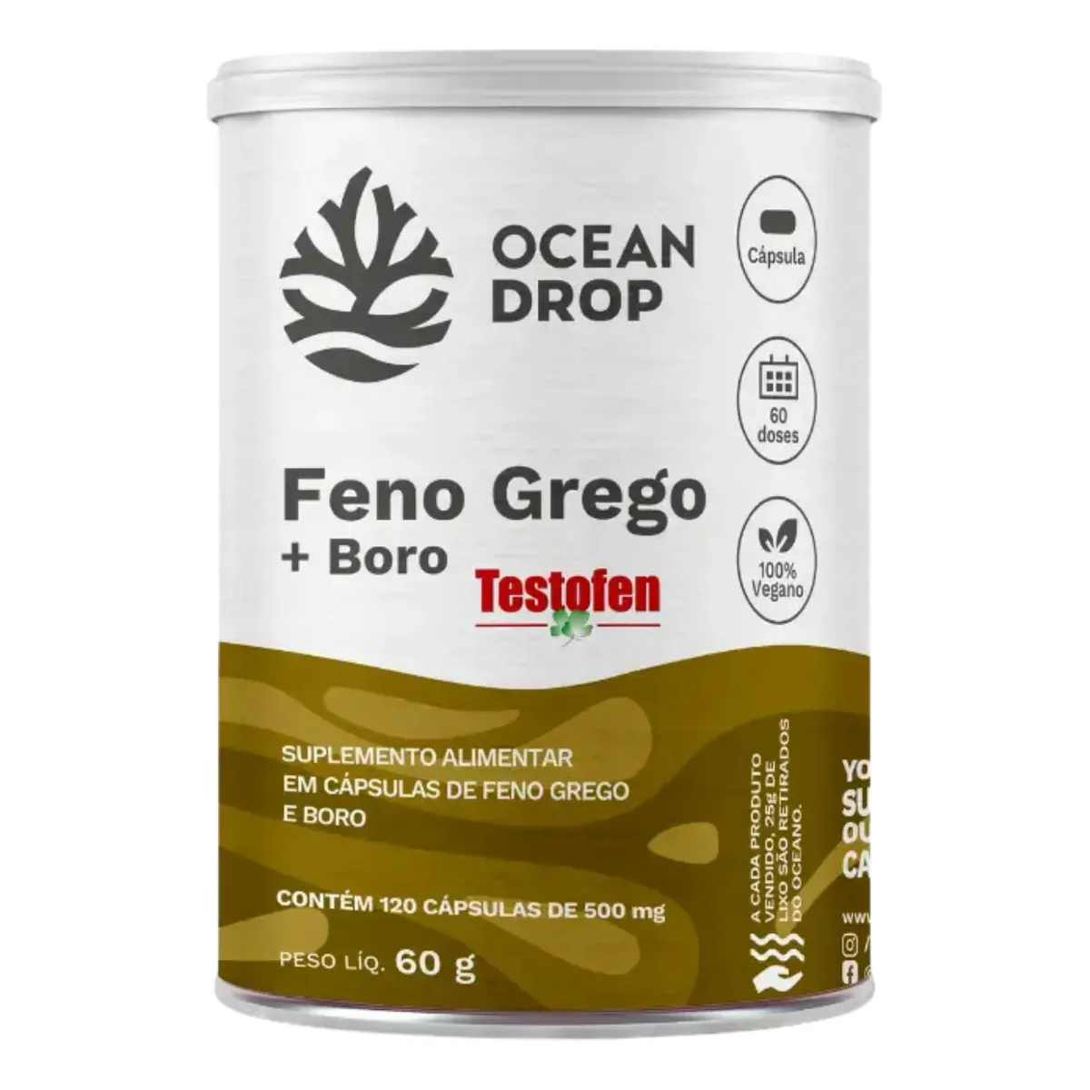 Feno Grego + Boro Testofen Ocean Drop Suplemento Alimentar