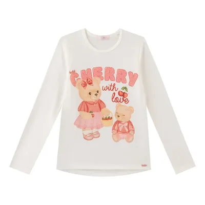 Blusa Infantil Em Cotton Ursinha Cherry Kukiê