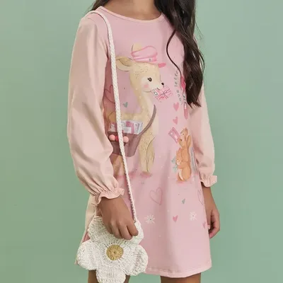 Vestido Infantil Meia Malha Love Letter Kukiê