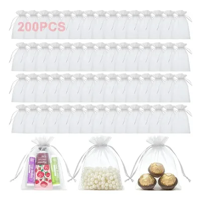 Kit 200 Saquinho Saco Organza 7x9 Branco Para Lembrancinhas