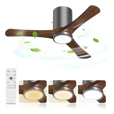 Ventilador De Teto Madeira Moderno Com Luz E Controle Remoto