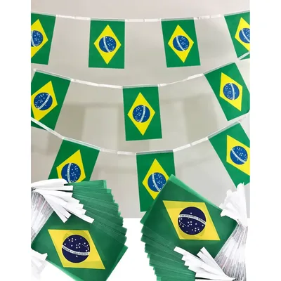 36 Bandeirinha Brasil Copa Do Mundo Bandeirolas Varal 13 Mts