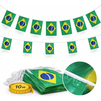 Varal Bandeirinhas Brasil 10m 20x15cm Ou 40x30 Plástico Copa