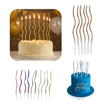 6 Velas Espiral Palito Metalizada Ondulada Bolo Aniversário