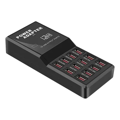 Carregador Usb 12 Portas 60w Preto Tomada Multipla