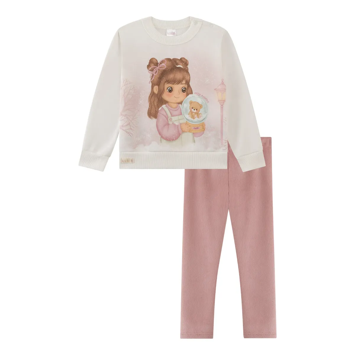 Conjunto Infantil Blusão Flanelado Legging Cotelê Kukiê