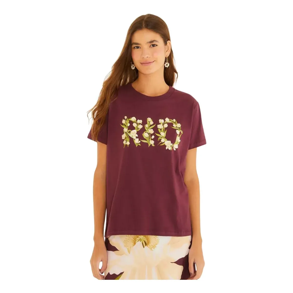 Tshirt Média Farm Rio Tulipa Roxo Ameixa