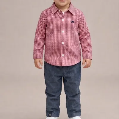 Conj. Infantil Camisa Tricoline E Calca Cotton Jeans Lucboo