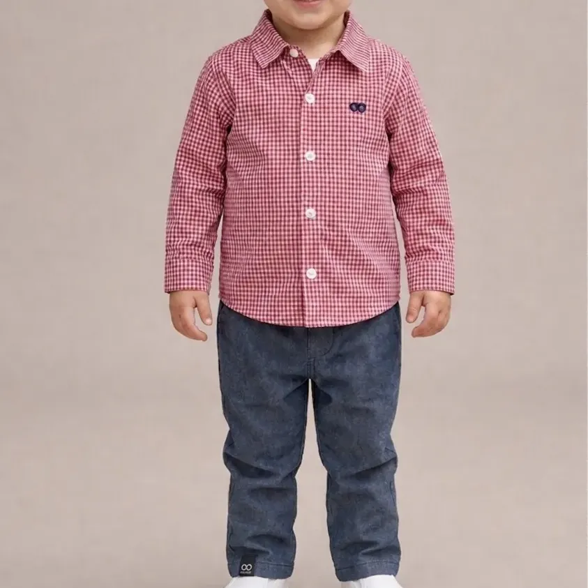 Conj. Infantil Camisa Tricoline E Calca Cotton Jeans Lucboo
